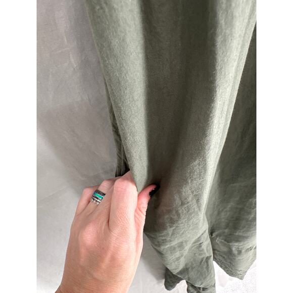 Terra Sky Dress Womens 3X Green Maxi Eyelet Pockets Boho Cottagecore Tiered - Picture 7 of 9